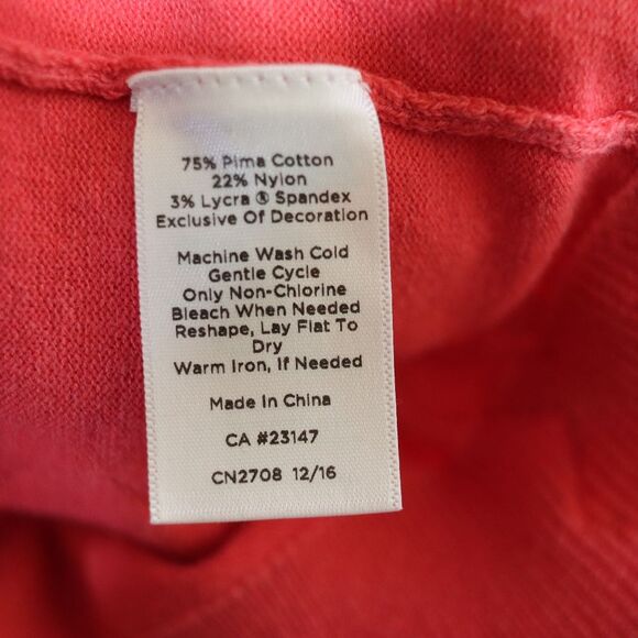 Talbots Coral Pink Floral Applique Cardigan Sweater Y2K Layering Large - Picture 11 of 12